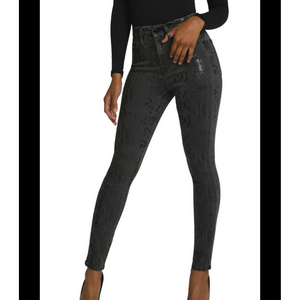 Good American Women's Good Waist Skinny Snake Foil Jeans Sz 27‎
